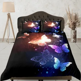 Butterfly Duvet Cover Set Black Bedspread, Dorm Bedding with Pillowcase