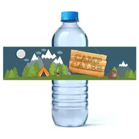 Camping Birthday Water Bottle Labels