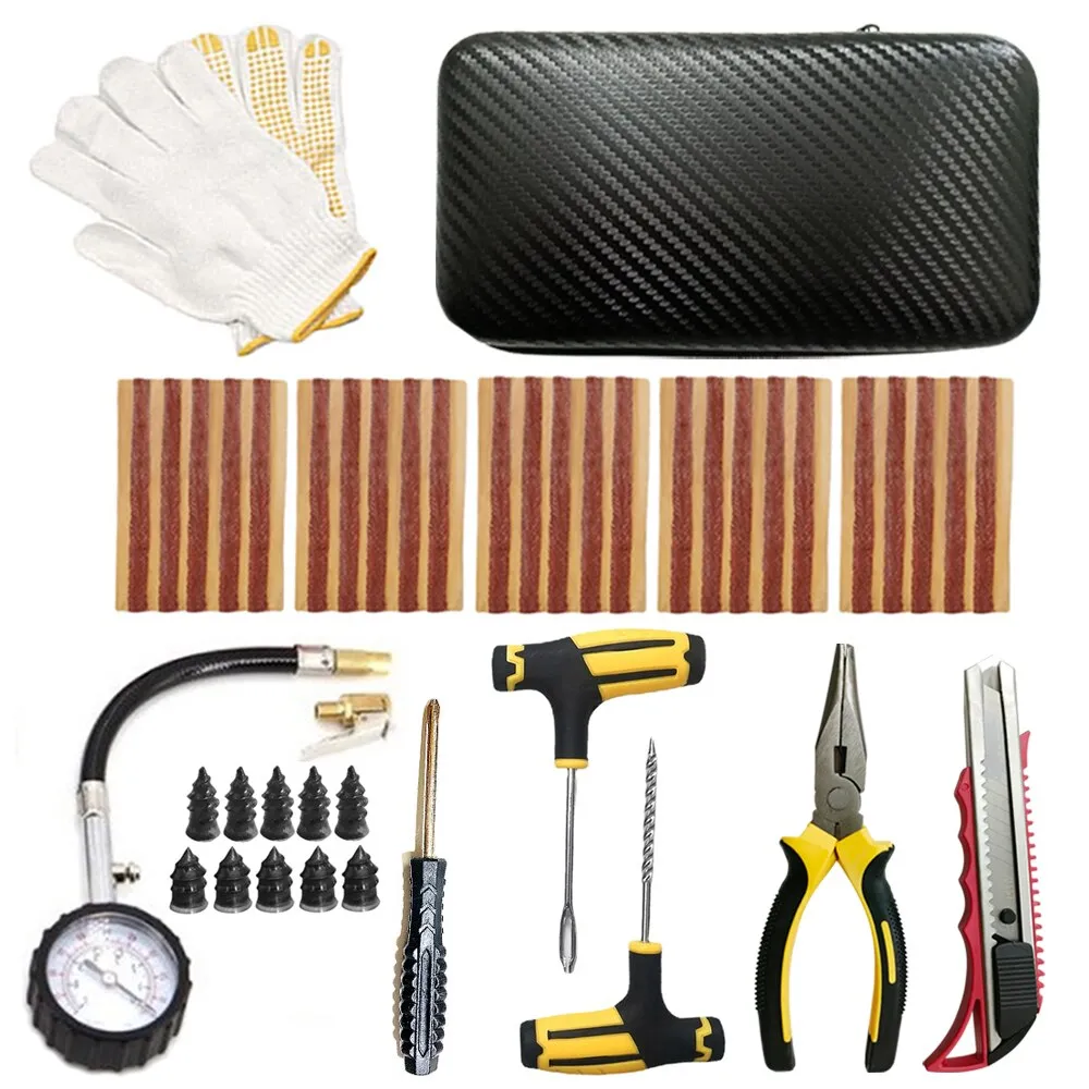 Car Tire Repair Kit Tubeless Tyre Puncture Repair Kit Studding Tool Set Bike Tire Replacement Tool Motorcycle Tire Repair Tool