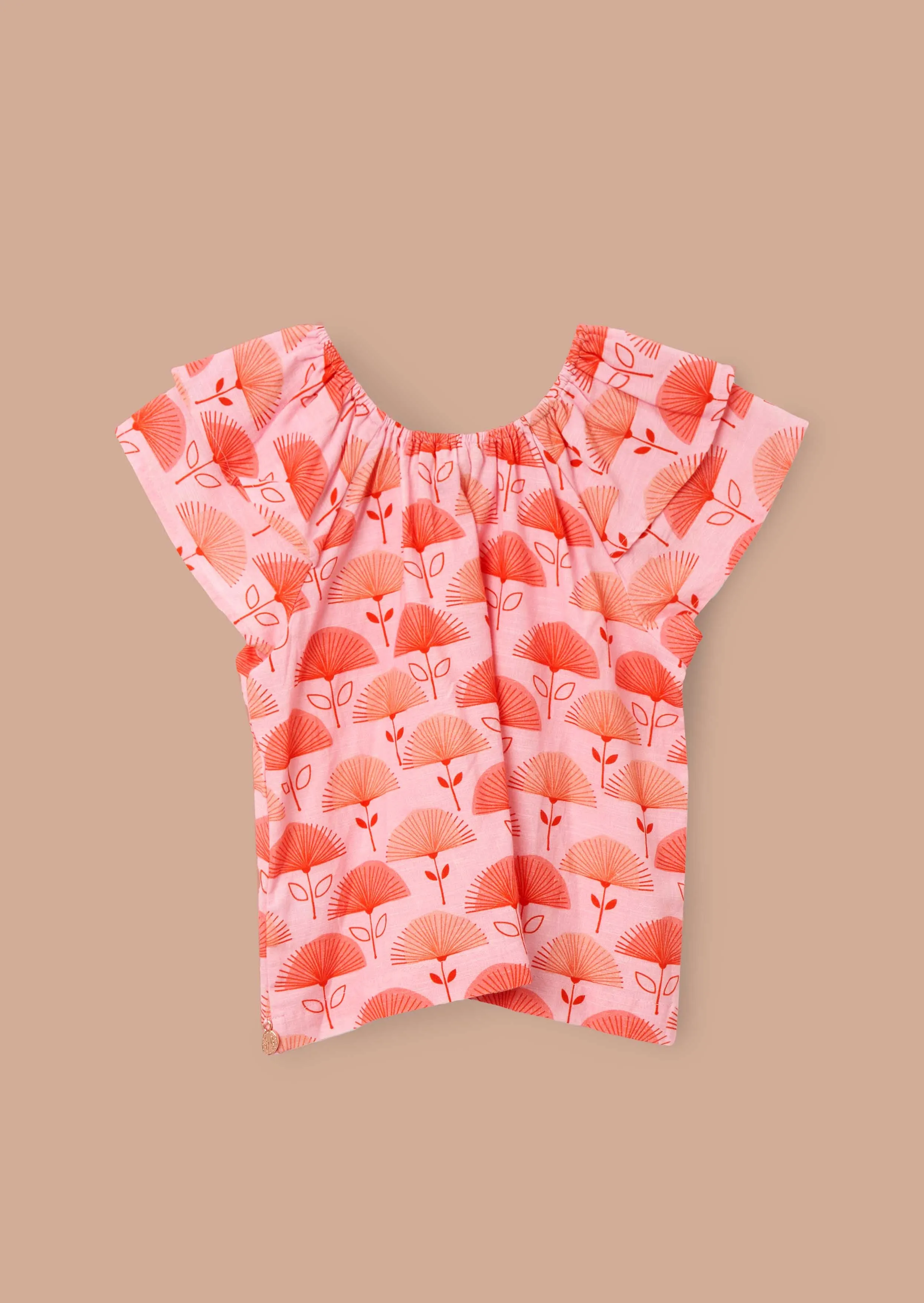 Carman Pink Fan Floral Top