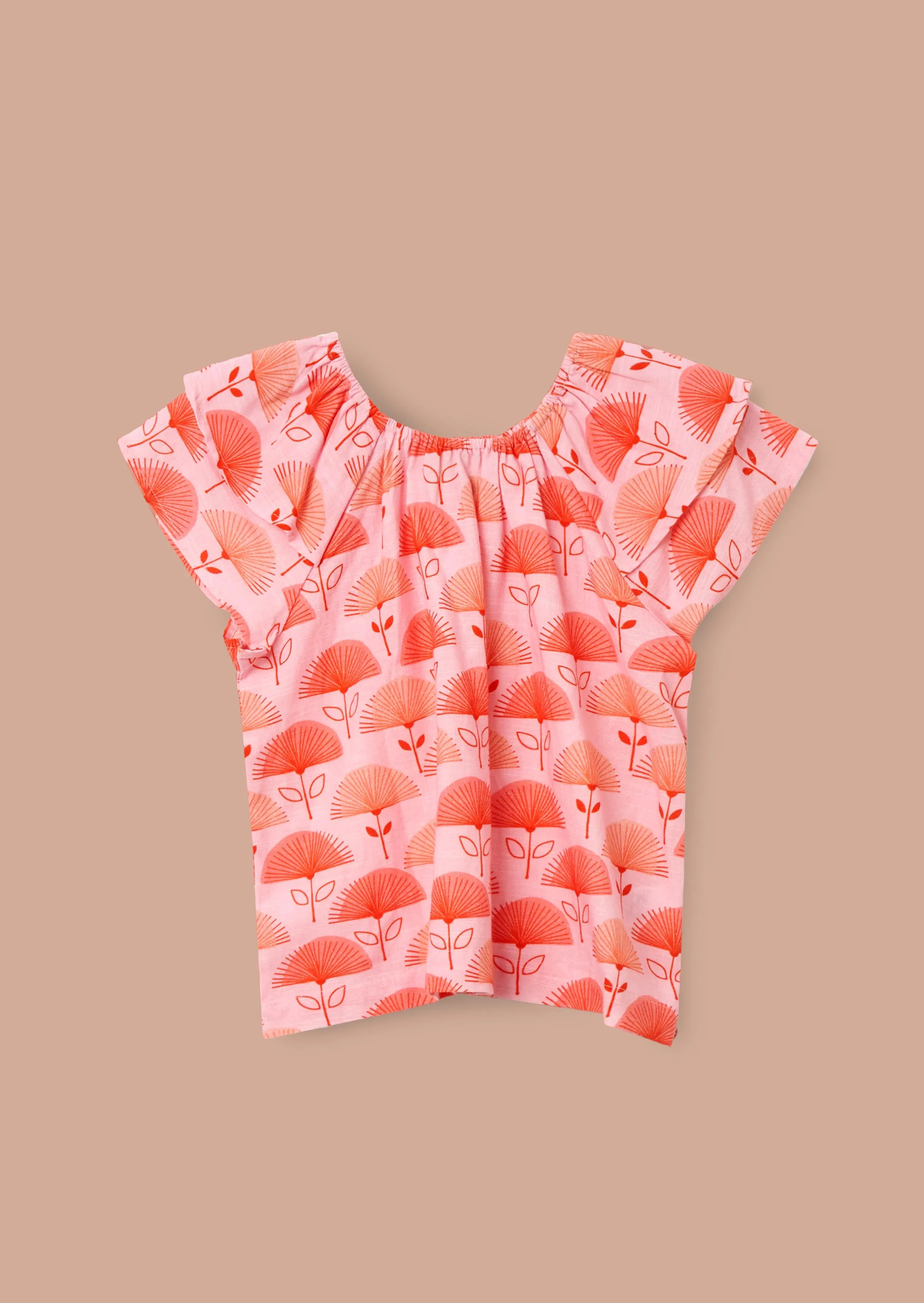 Carman Pink Fan Floral Top