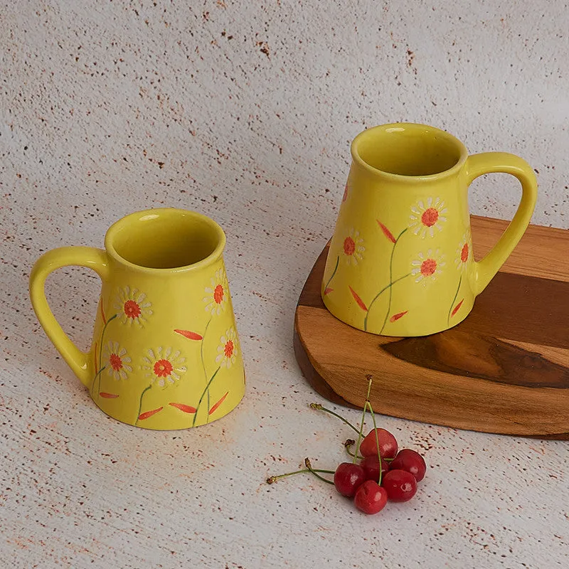 Ceramic Mug | Garden Bloom | 500 ml | Yellow | Set of 2