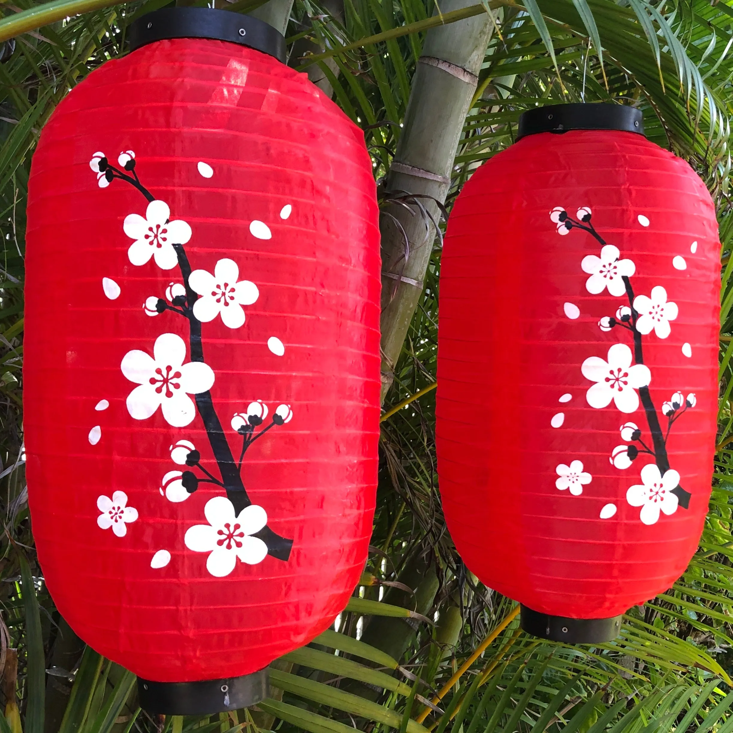 Cherry Blossom Lanterns 25cm x 45cm - Red Nylon 2 PACK