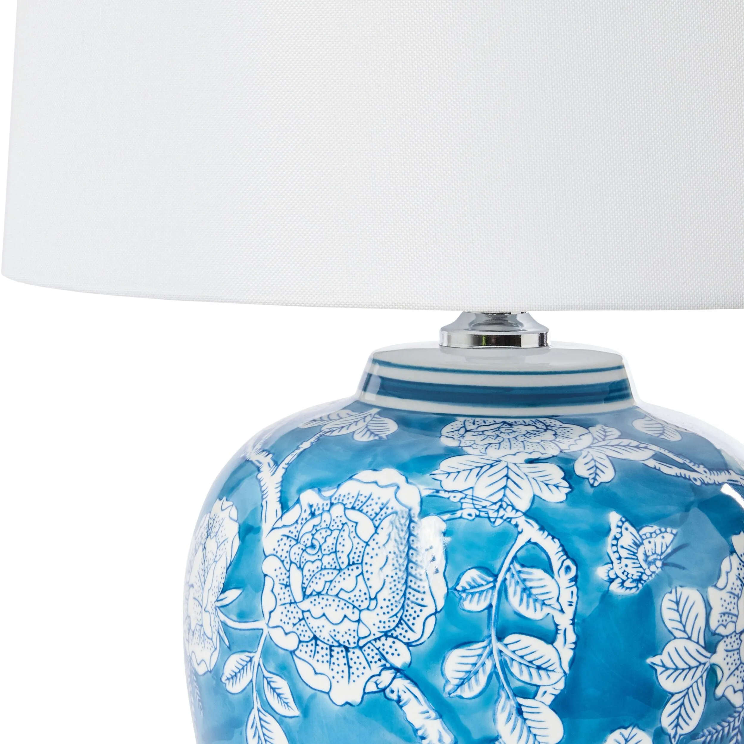 China Blue Floral Table Lamp 46cm