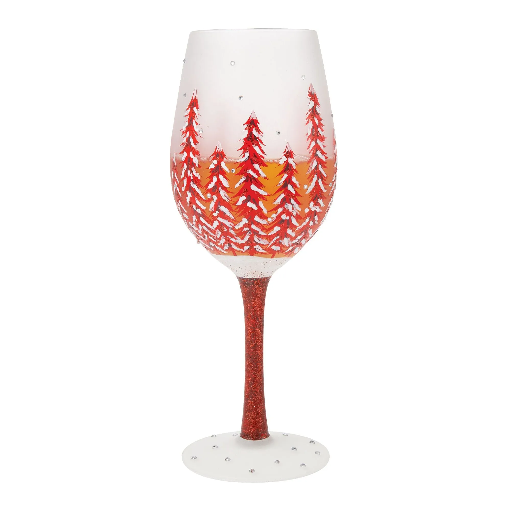 Christmas in Rouge Hand Painted Wine Glass