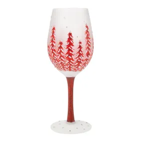 Christmas in Rouge Hand Painted Wine Glass