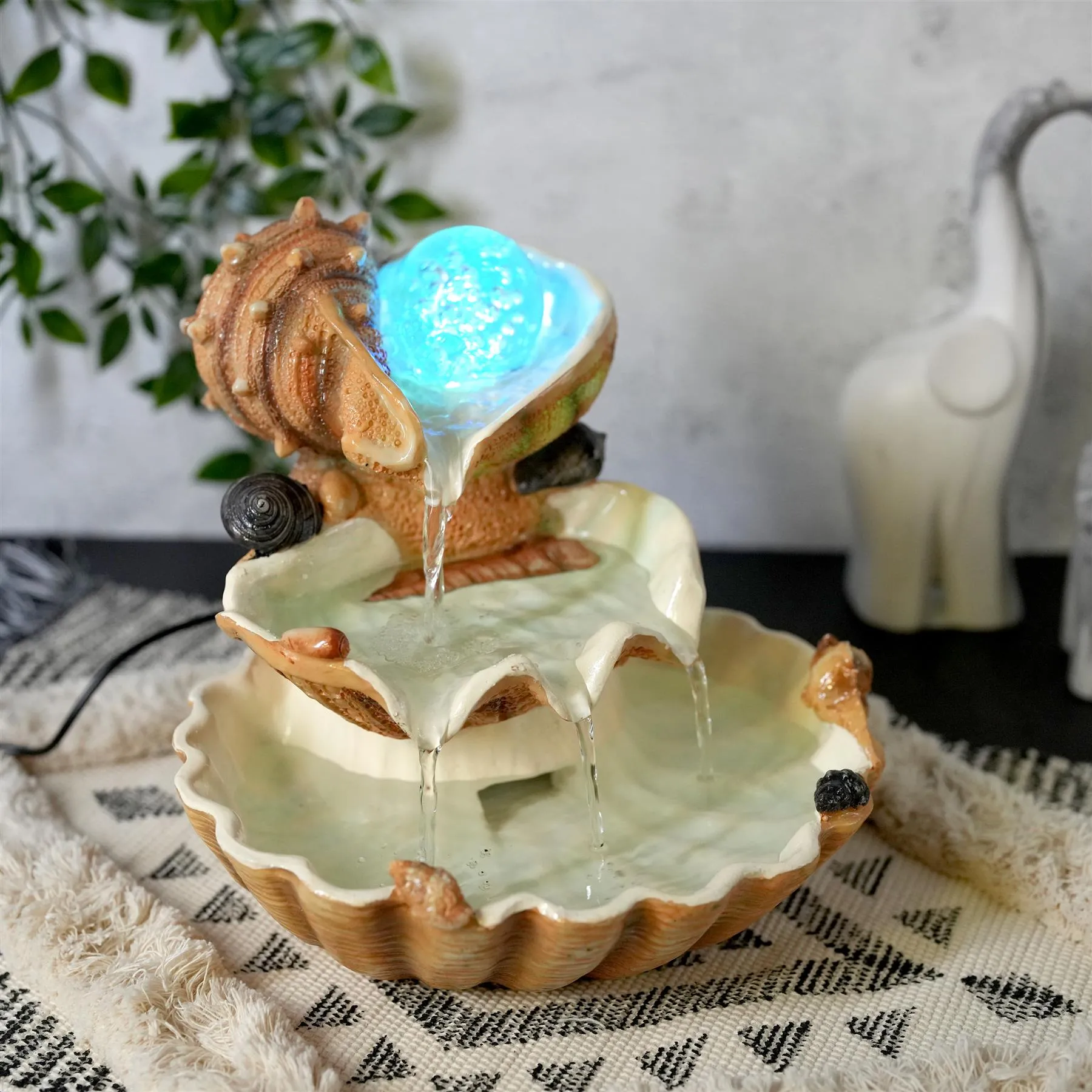 Clam Shell Water Feature Indoor With LED