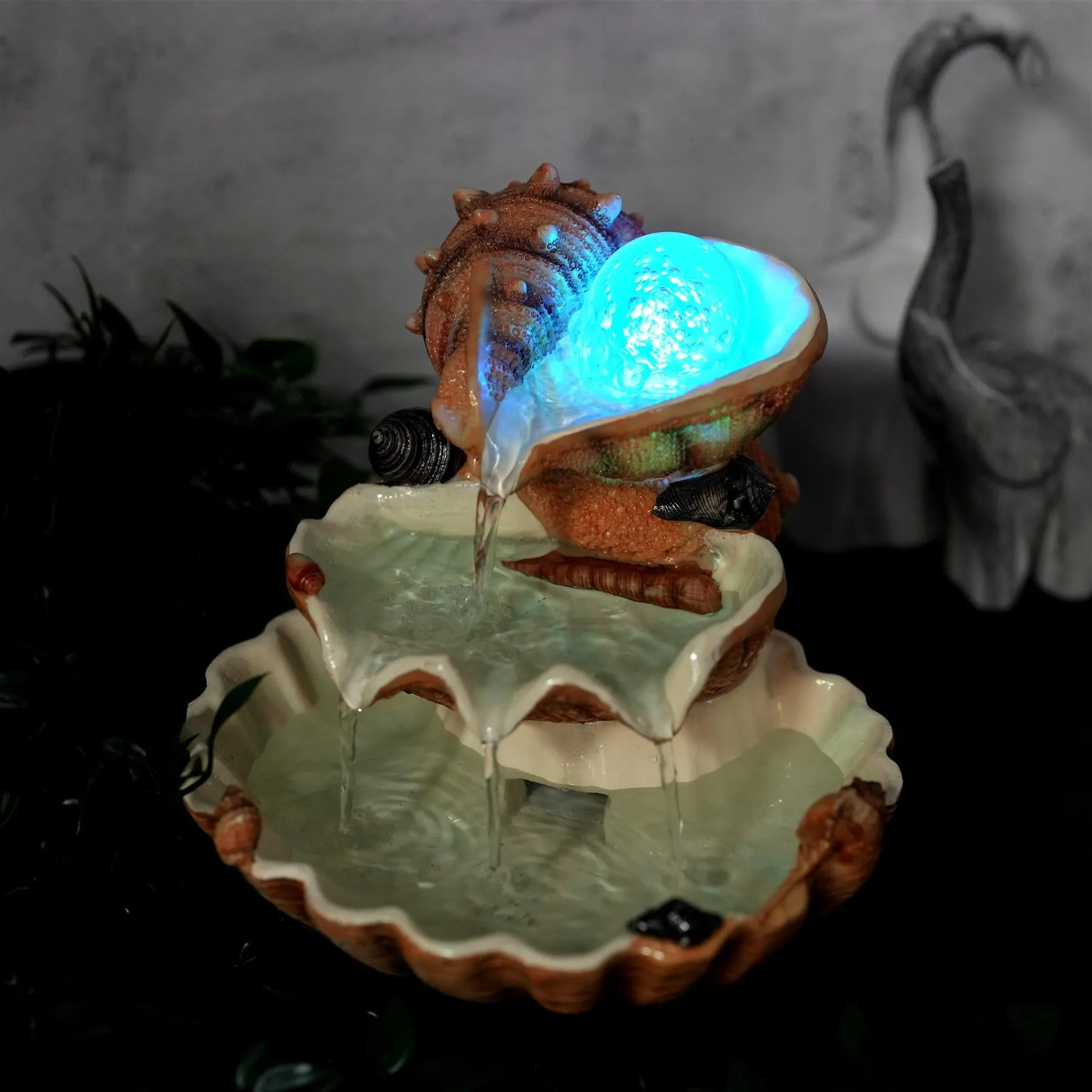 Clam Shell Water Feature Indoor With LED