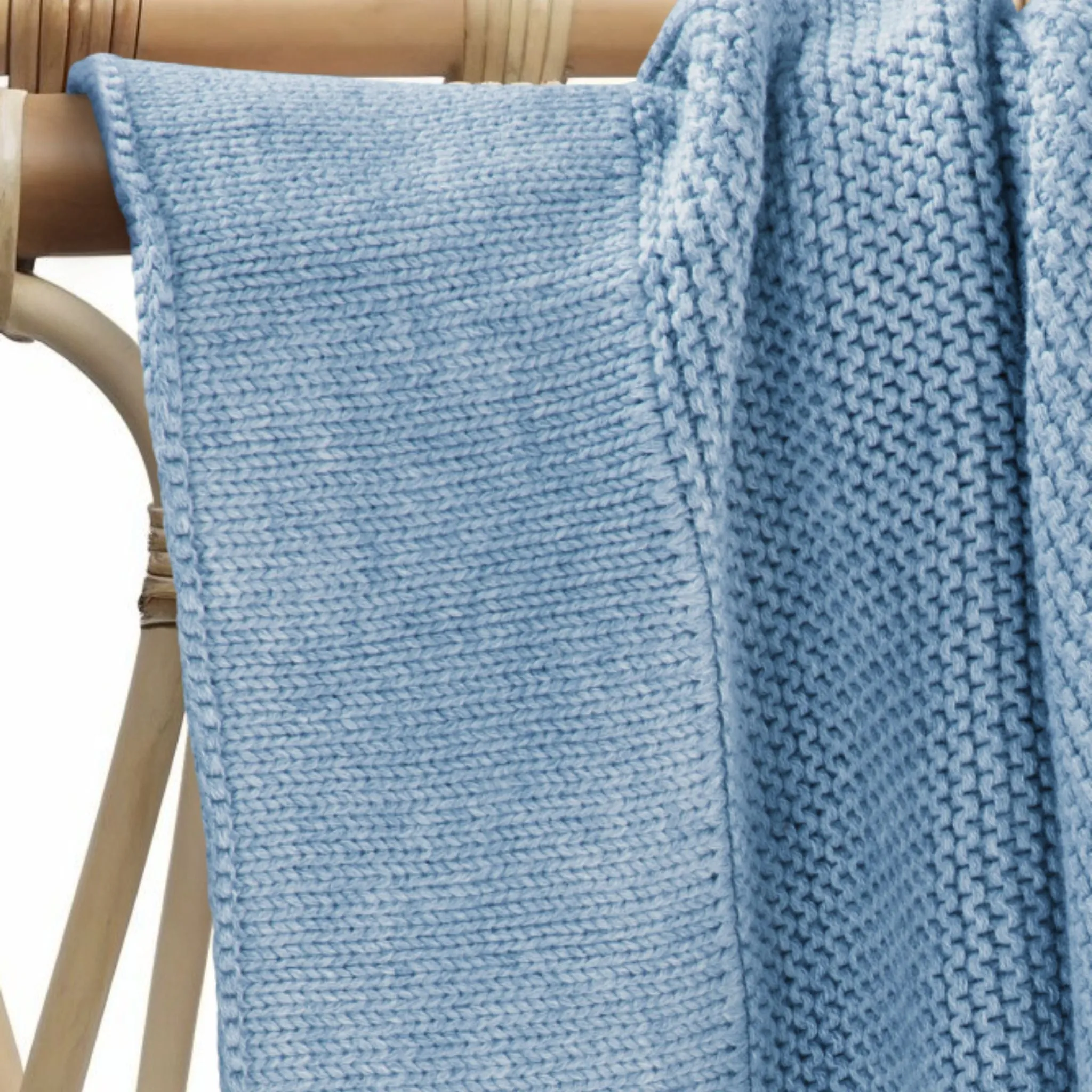 Cotton Classic Knit Baby Blanket | Baby Blue