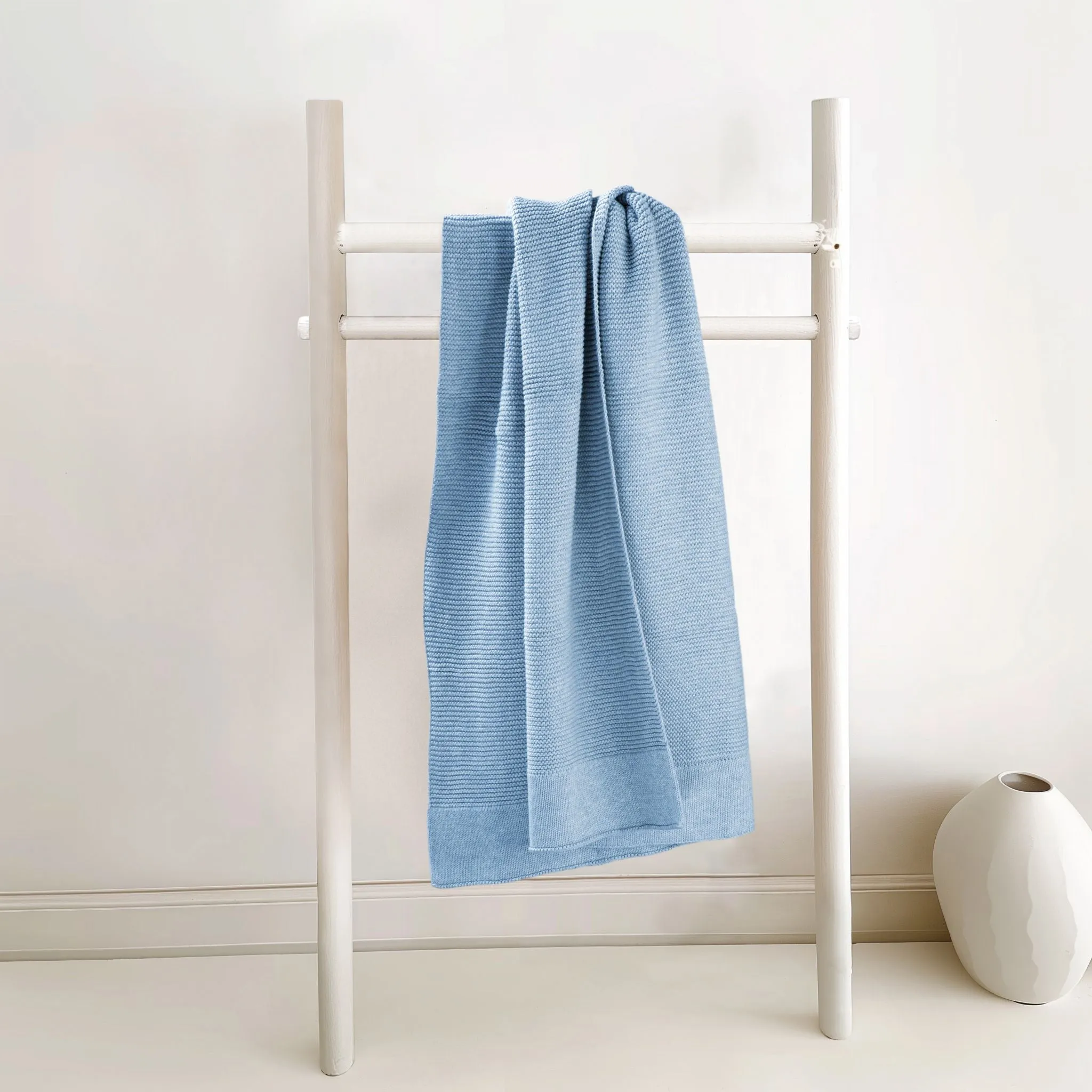 Cotton Classic Knit Baby Blanket | Baby Blue