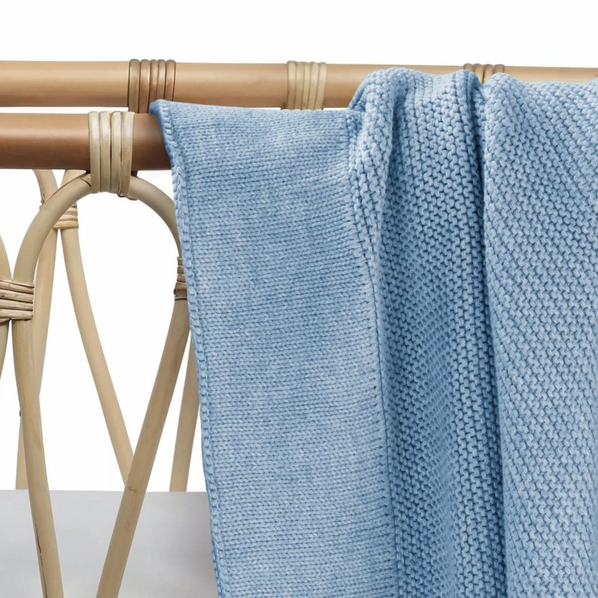 Cotton Classic Knit Baby Blanket | Baby Blue