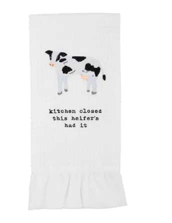 Cow Waffle Ruffle Towel