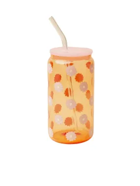 Daisy n' Peach Glass Cup