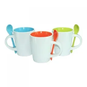 Dual Colour Ceramic Mug with Spoon