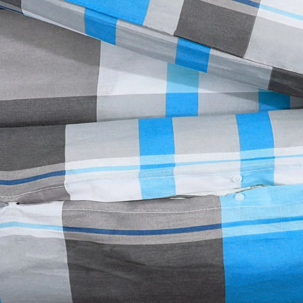 Duvet Cover Set Blue and Grey 135x200 cm Cotton