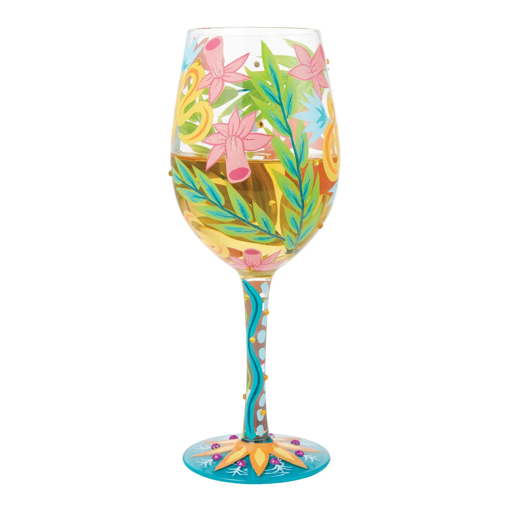 Fashion Florals Hand Painted Wine Glass