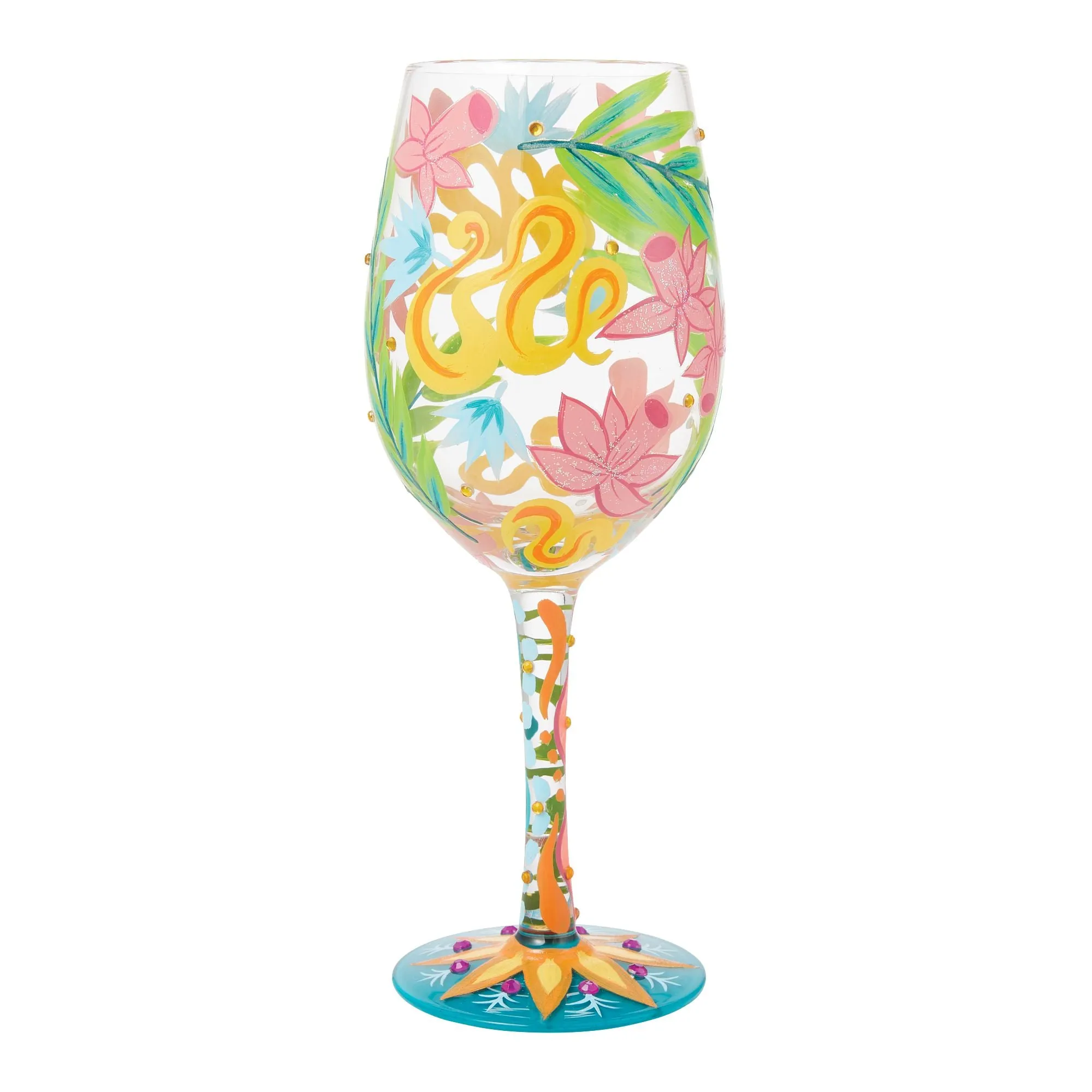 Fashion Florals Hand Painted Wine Glass