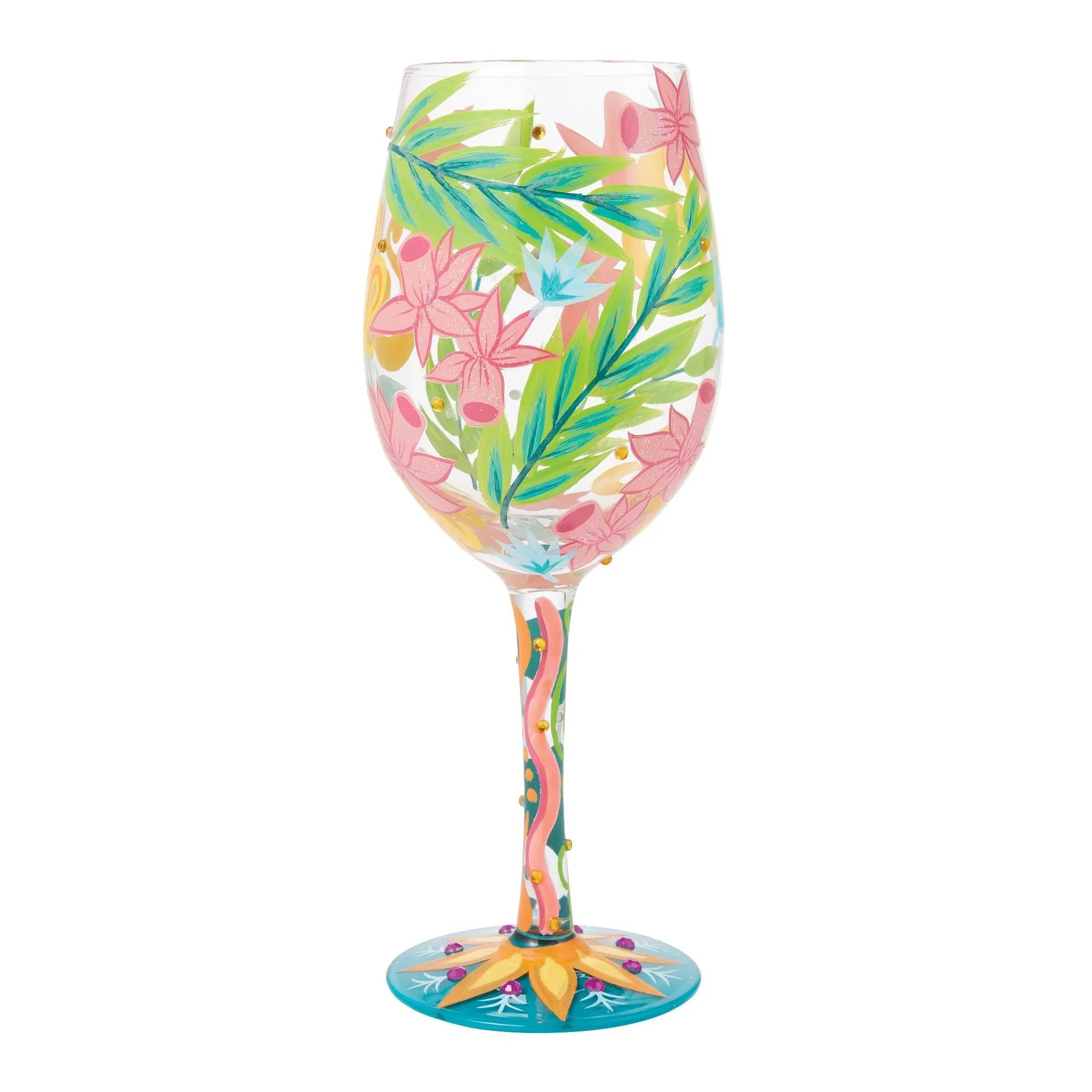 Fashion Florals Hand Painted Wine Glass