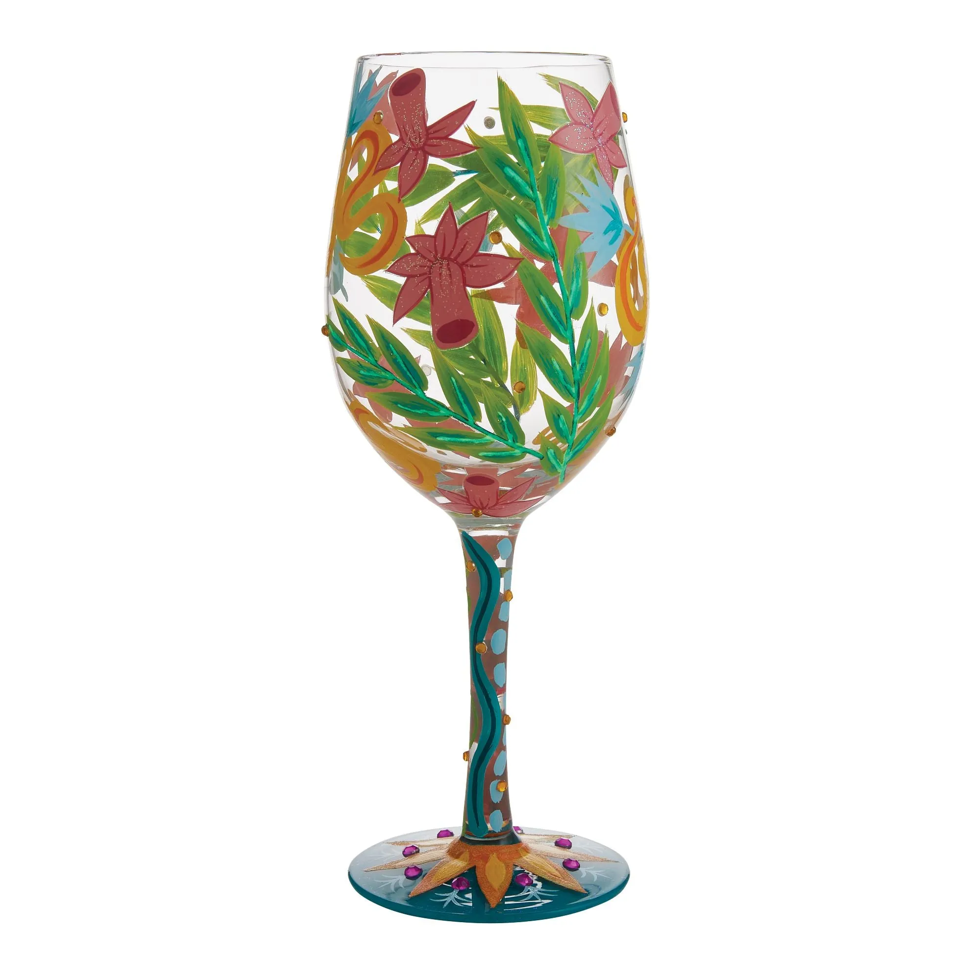 Fashion Florals Hand Painted Wine Glass