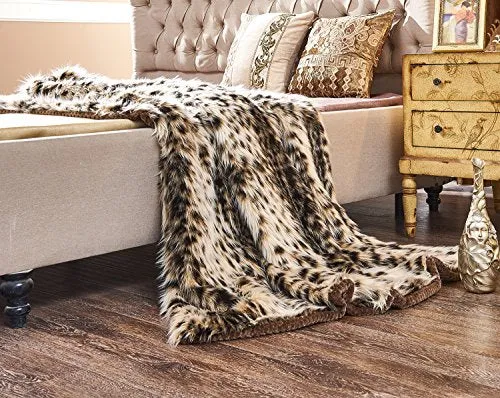 Faux Fur Super Soft  (60x70(INCH), Snow Leopard)