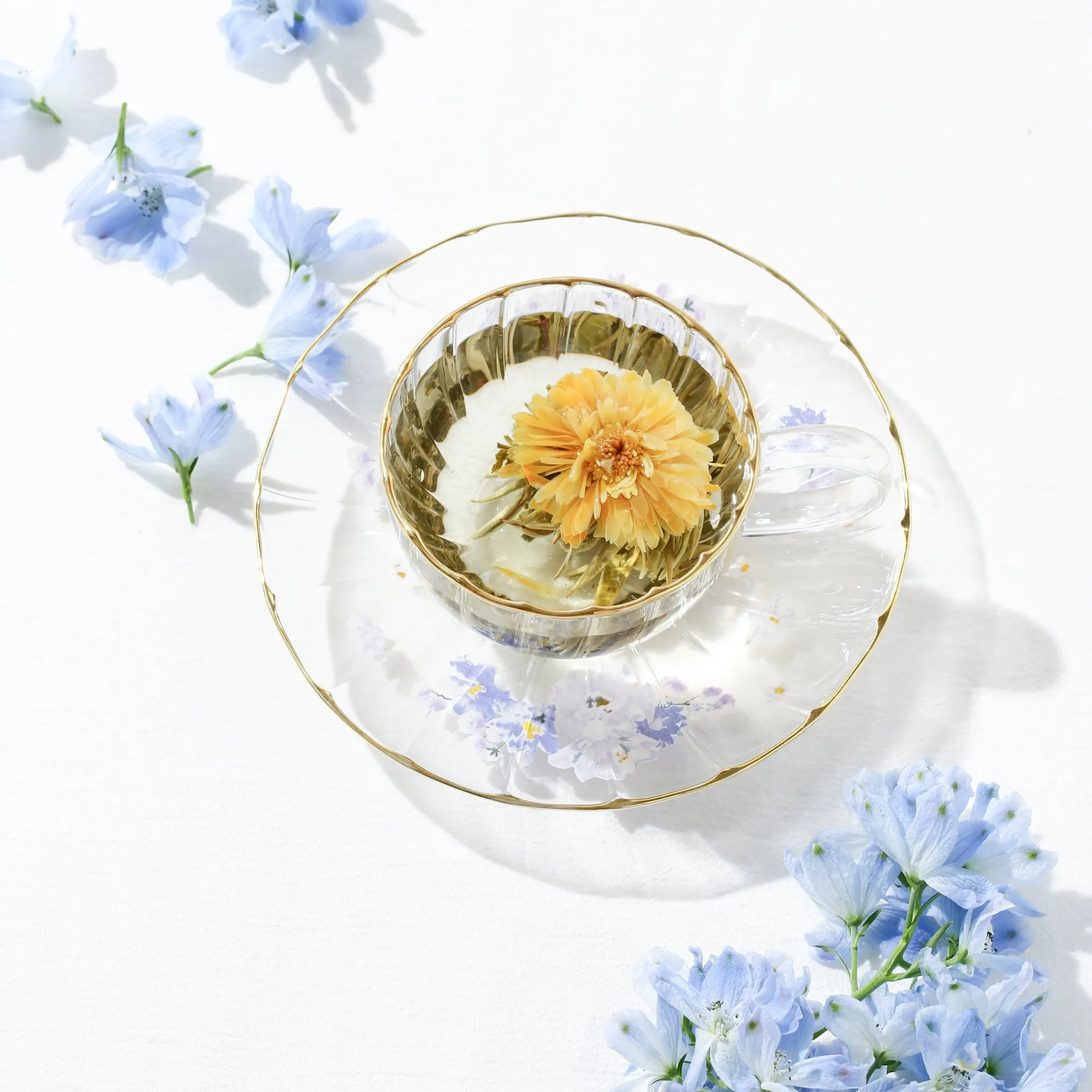 Flower Frill Glass Cup & Saucer Purple