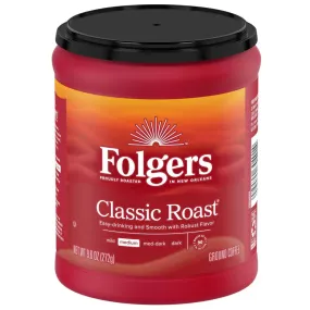 Folgers Classic Roast Ground Coffee, Medium Roast, 9.6oz