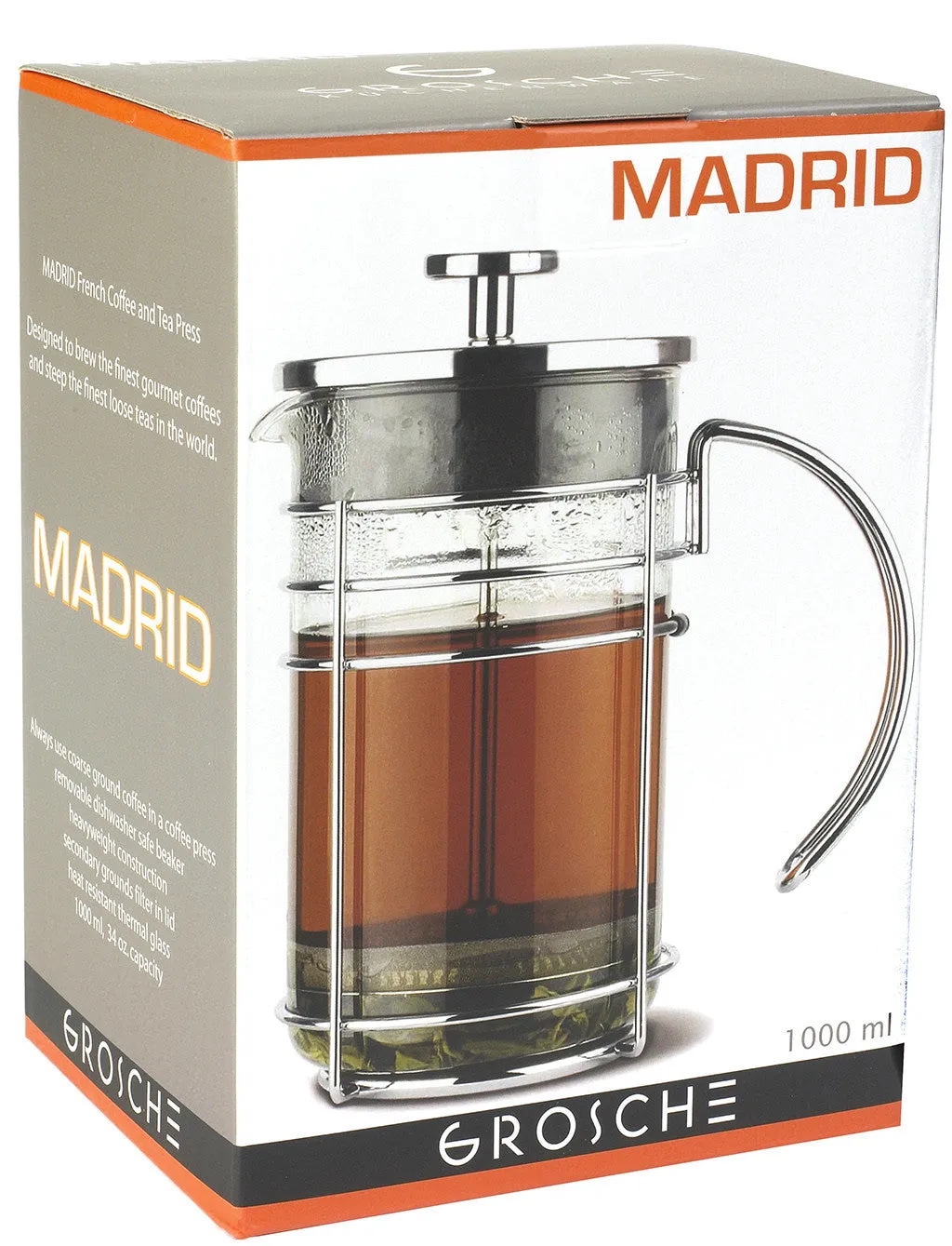 French Press: GROSCHE Madrid, available in 3 sizes - 3 cup, 8 cup, 12 cup