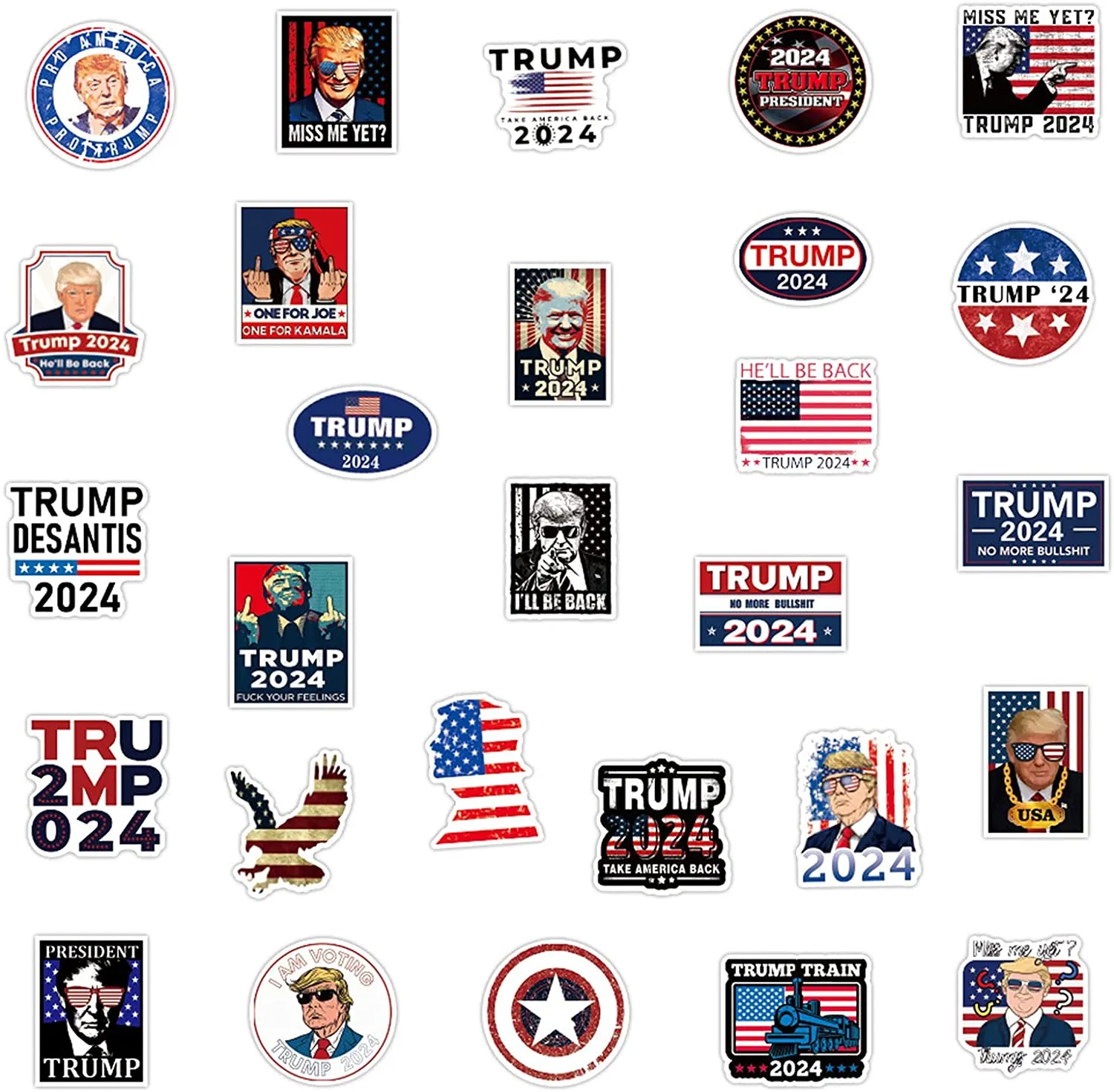 Funny Trump 2024 Stickers 100 piece Pack