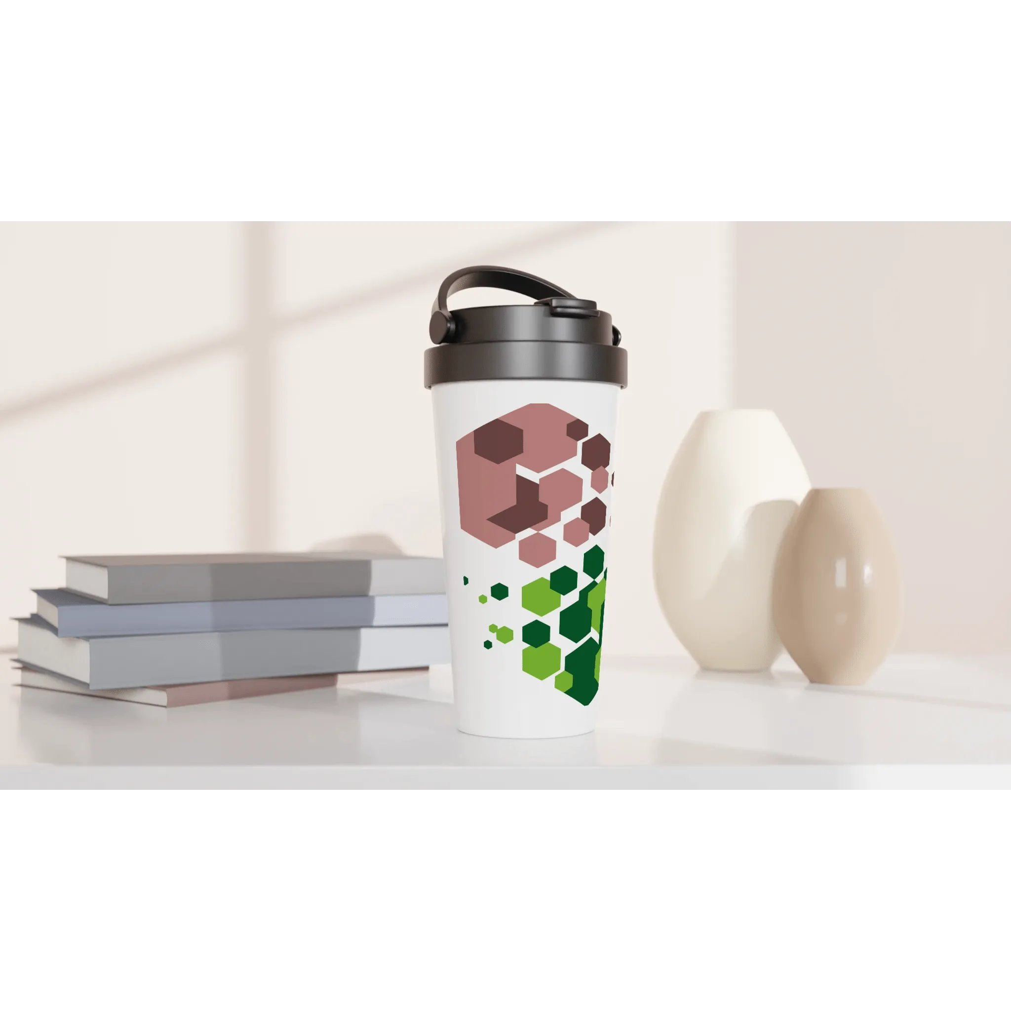 Geometric Hexagon Design Mug On-the-Go