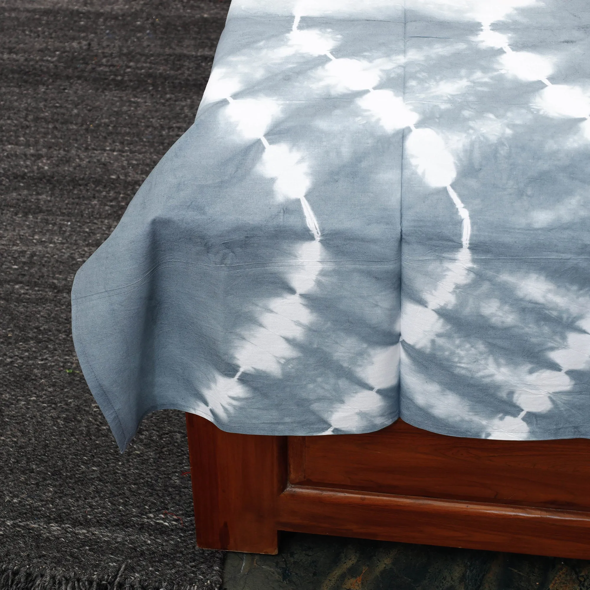 Grey - Shibori Tie-Dye Pure Cotton Single Bed Cover (90 x 60 in)