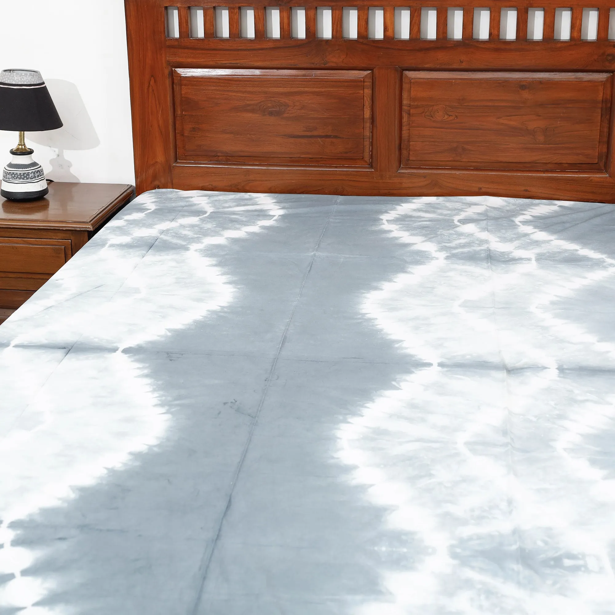 Grey - Shibori Tie-Dye Pure Cotton Single Bed Cover (90 x 60 in)