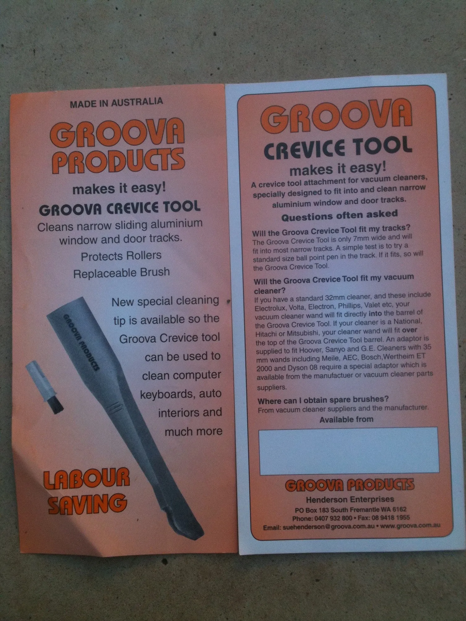 Groova Very Useful Vacuum Cleaner Crevice Tool 35mm to 32mm "Adaptor A" For Early Dyson Etc