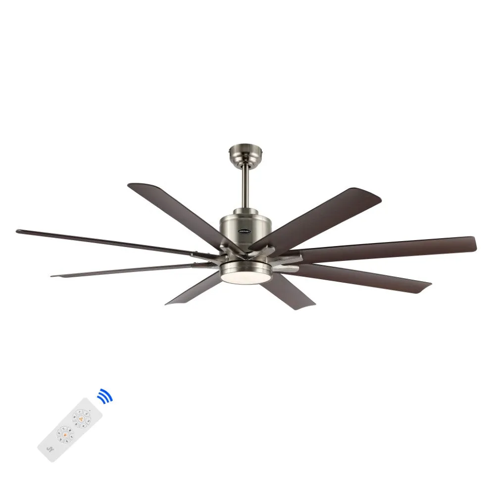 Harbor 66" Contemporary Industrial Iron/Plastic Mobile-App/Remote-Controlled 6-Speed Ceiling Fan with Integrated LED Light