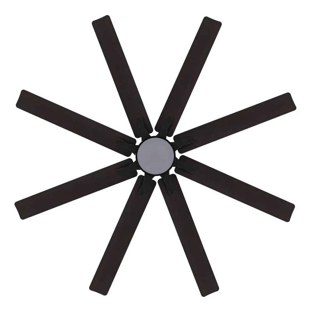 Harbor 66" Contemporary Industrial Iron/Plastic Mobile-App/Remote-Controlled 6-Speed Ceiling Fan with Integrated LED Light