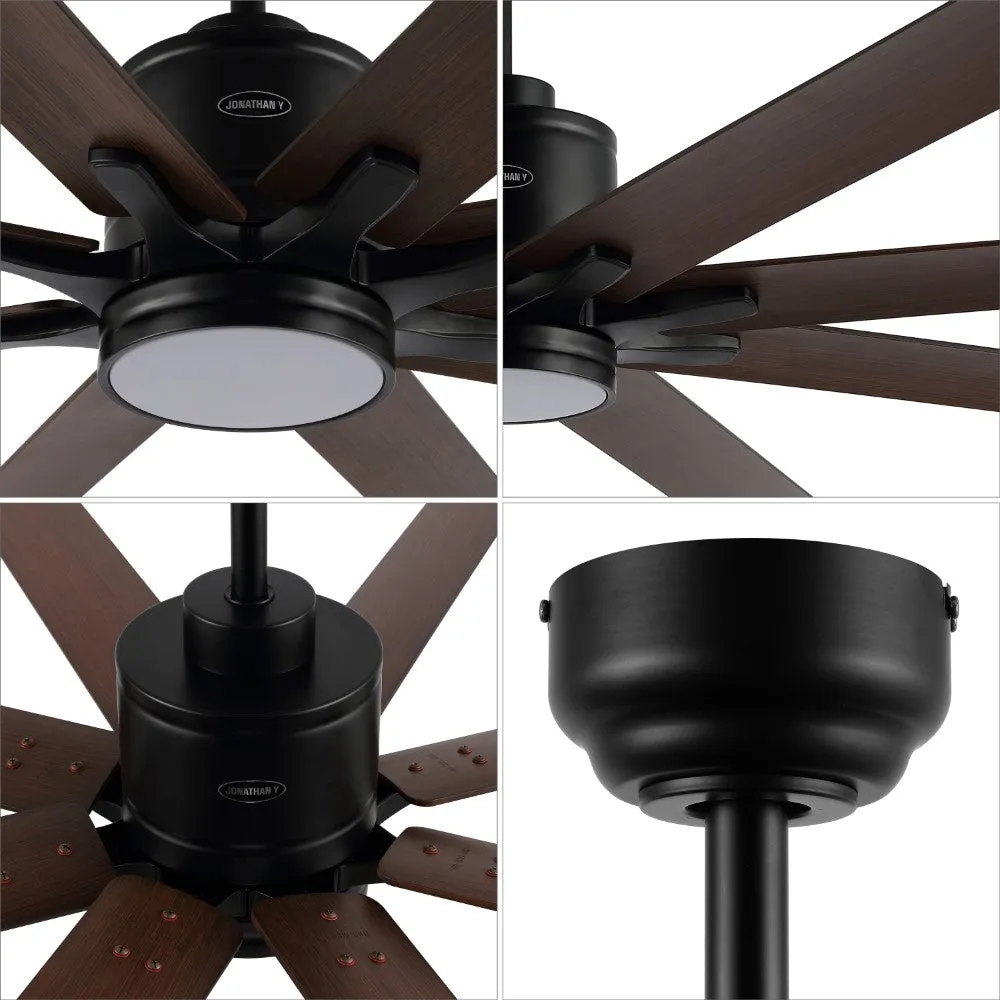 Harbor 66" Contemporary Industrial Iron/Plastic Mobile-App/Remote-Controlled 6-Speed Ceiling Fan with Integrated LED Light