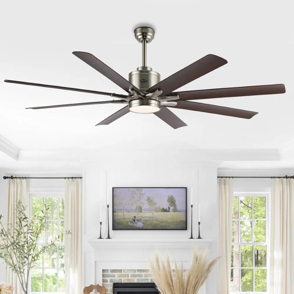 Harbor 66" Contemporary Industrial Iron/Plastic Mobile-App/Remote-Controlled 6-Speed Ceiling Fan with Integrated LED Light