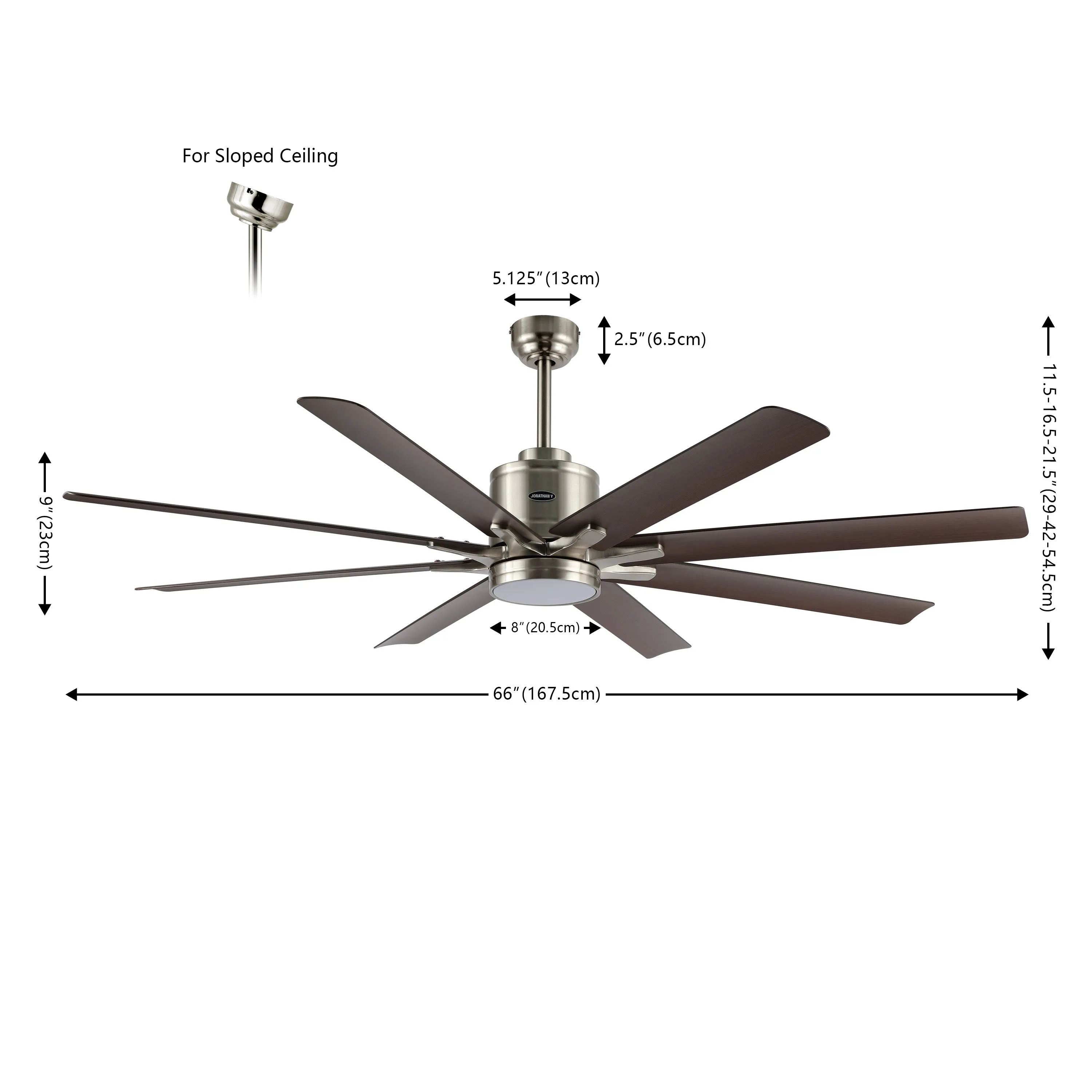 Harbor 66" Contemporary Industrial Iron/Plastic Mobile-App/Remote-Controlled 6-Speed Ceiling Fan with Integrated LED Light