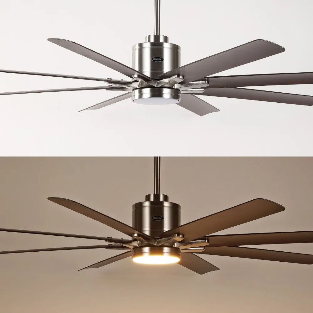 Harbor 66" Contemporary Industrial Iron/Plastic Mobile-App/Remote-Controlled 6-Speed Ceiling Fan with Integrated LED Light