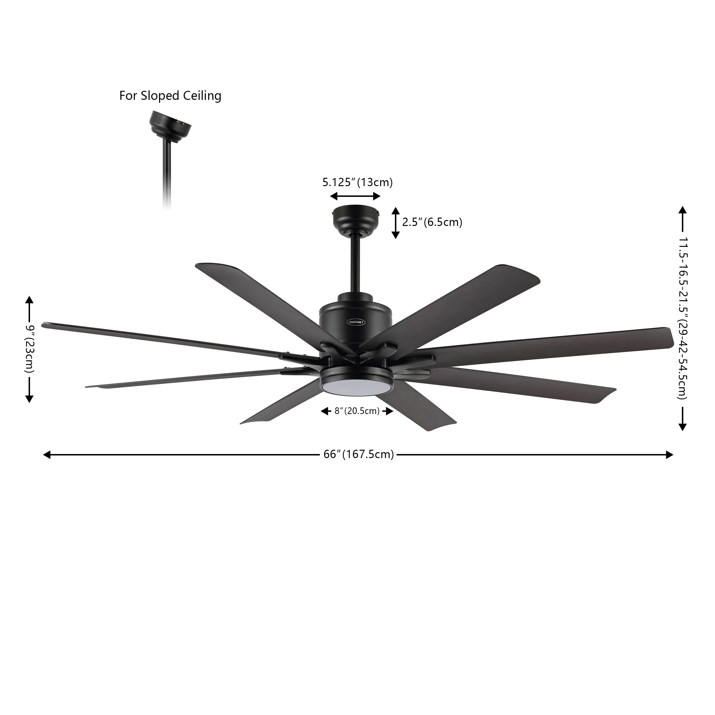 Harbor 66" Contemporary Industrial Iron/Plastic Mobile-App/Remote-Controlled 6-Speed Ceiling Fan with Integrated LED Light