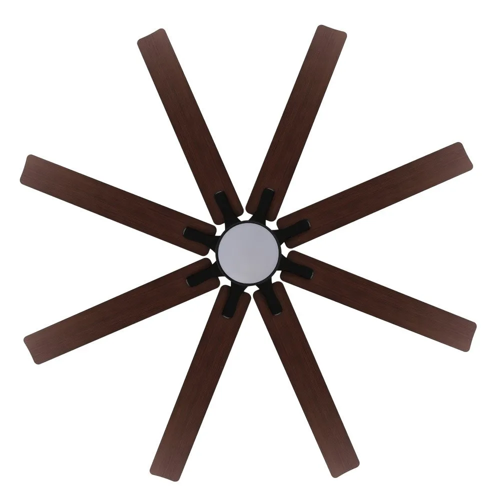 Harbor 66" Contemporary Industrial Iron/Plastic Mobile-App/Remote-Controlled 6-Speed Ceiling Fan with Integrated LED Light