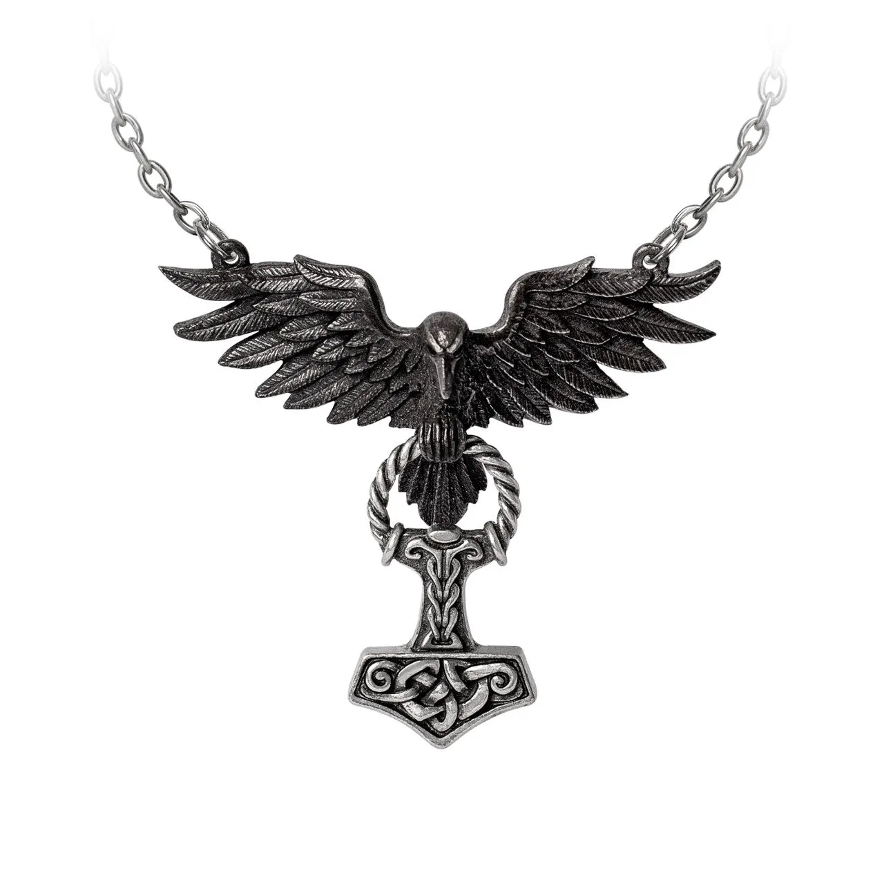 Hrafnhamerr Viking Hammer Raven Neckwear Pendant by Alchemy Gothic