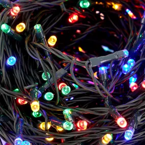 Indoor/Outdoor 8 Function LED Waterproof Fairy Lights with Green Cable (400 Lights - 32M Cable) - Multicoloured Lights