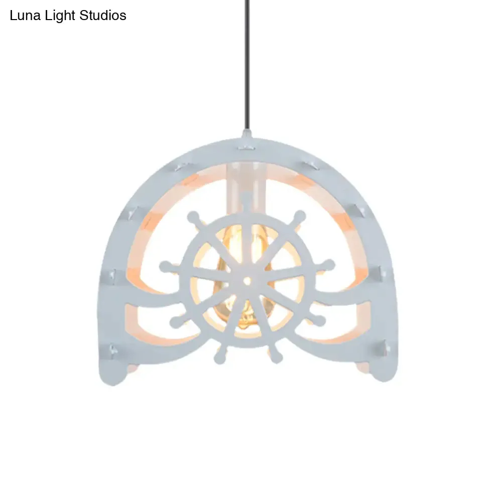 Industrial Cafe Pendant Light with Creative Waterwheel Design - Metallic Finish