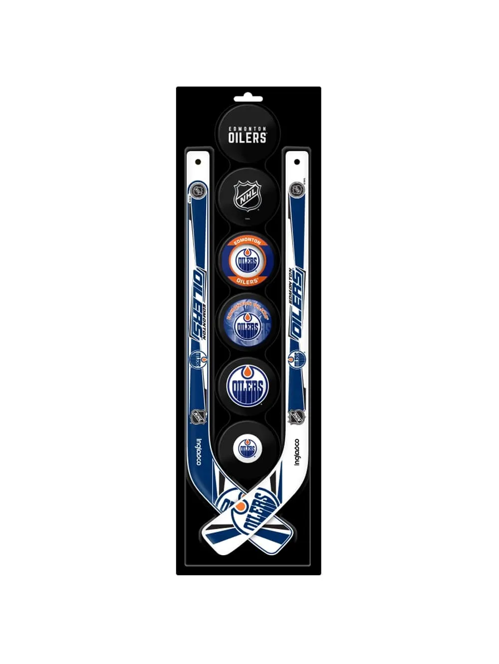 Inglasco NHL Edmonton Oilers 8-Pack Mini Stick & Foam Puck Set