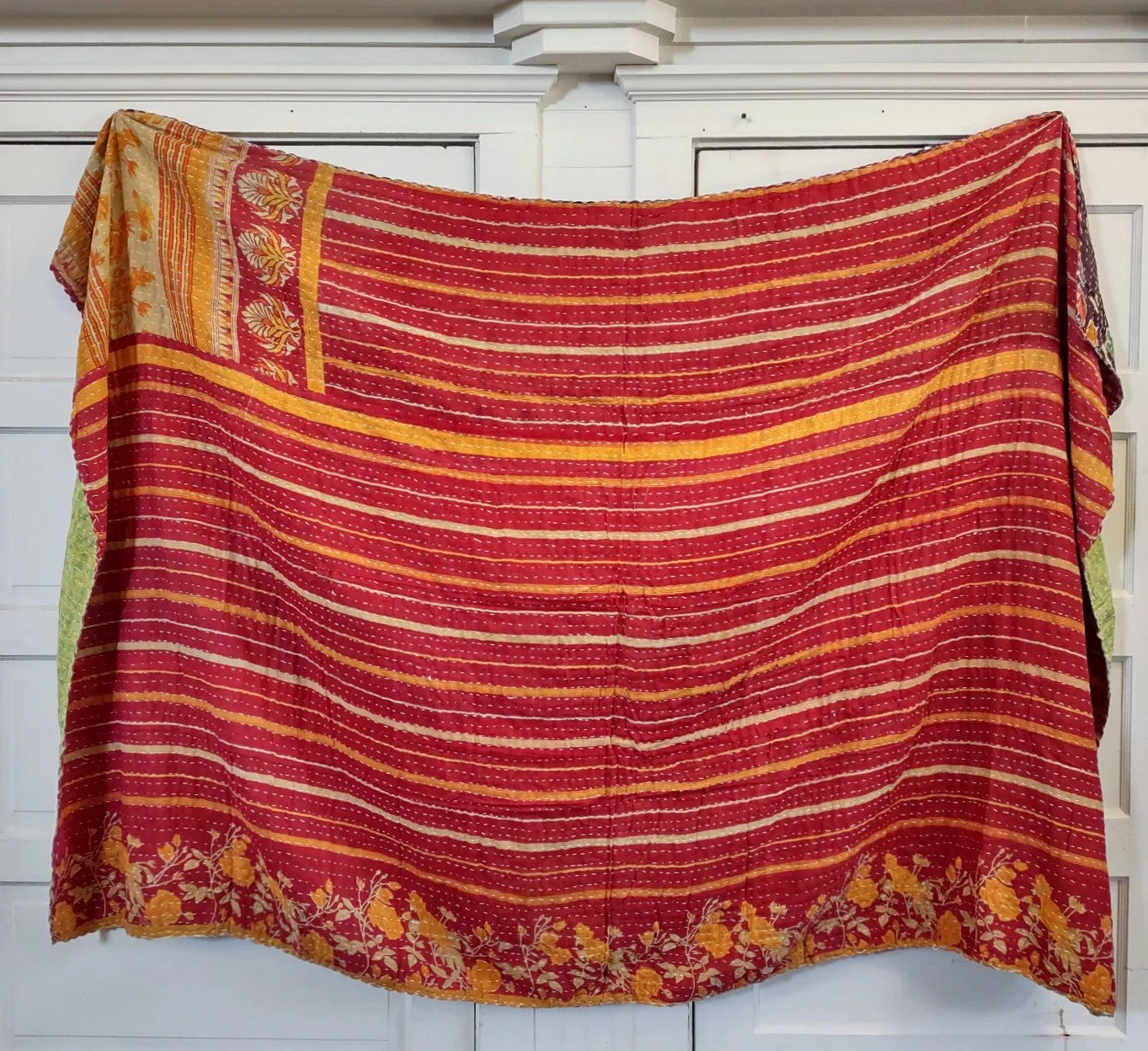 Kantha Sari Throw Blanket #1471