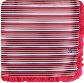 KicKee Pants Botany Red Ginger Stripe Ruffle Toddler Blanket