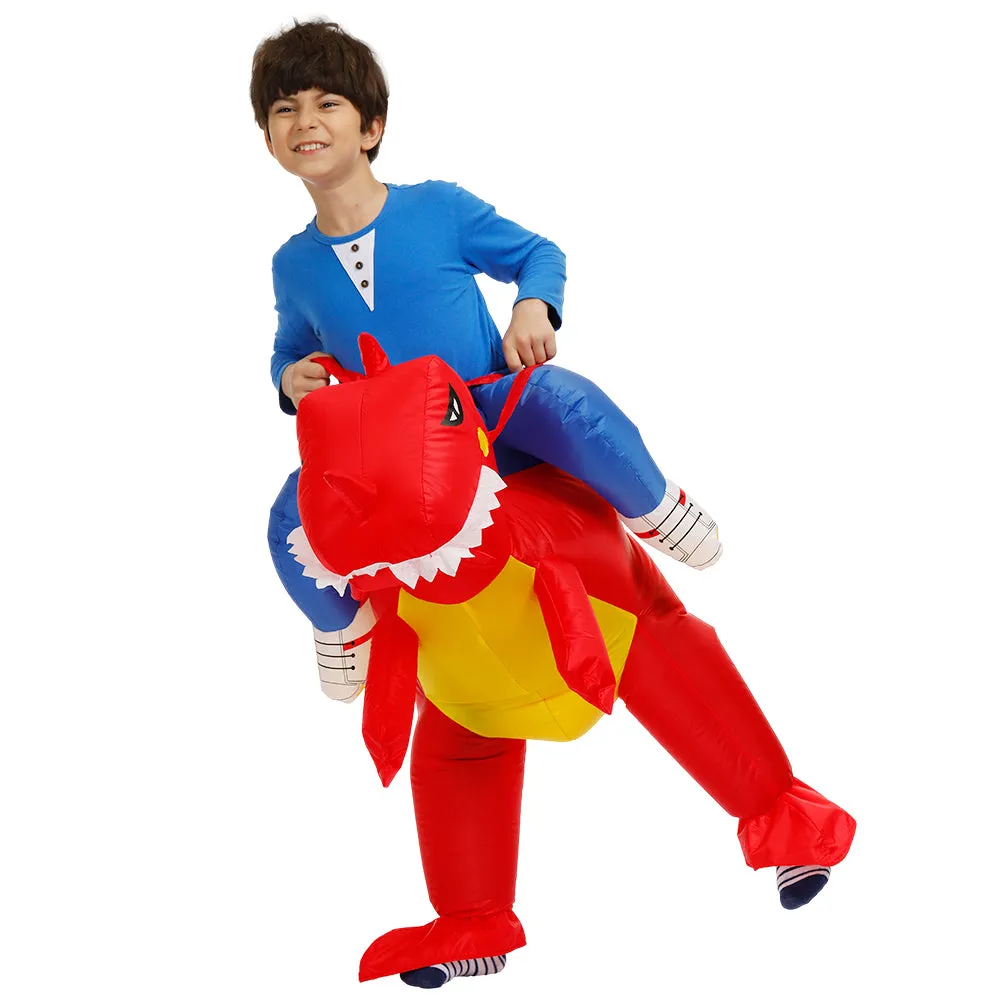 Kids Adult Inflatable Costume Inflatable Dinosaur Costume T-Rex Fancy Dress Halloween Blow up Costumes Red Dinosaur Costume