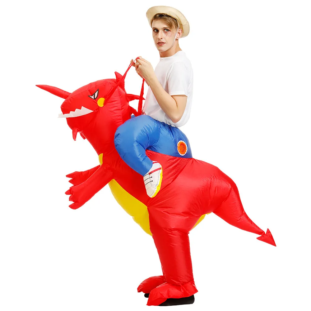 Kids Adult Inflatable Costume Inflatable Dinosaur Costume T-Rex Fancy Dress Halloween Blow up Costumes Red Dinosaur Costume