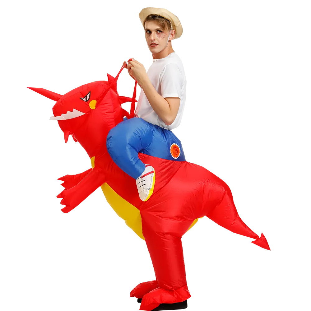 Kids Adult Inflatable Costume Inflatable Dinosaur Costume T-Rex Fancy Dress Halloween Blow up Costumes Red Dinosaur Costume