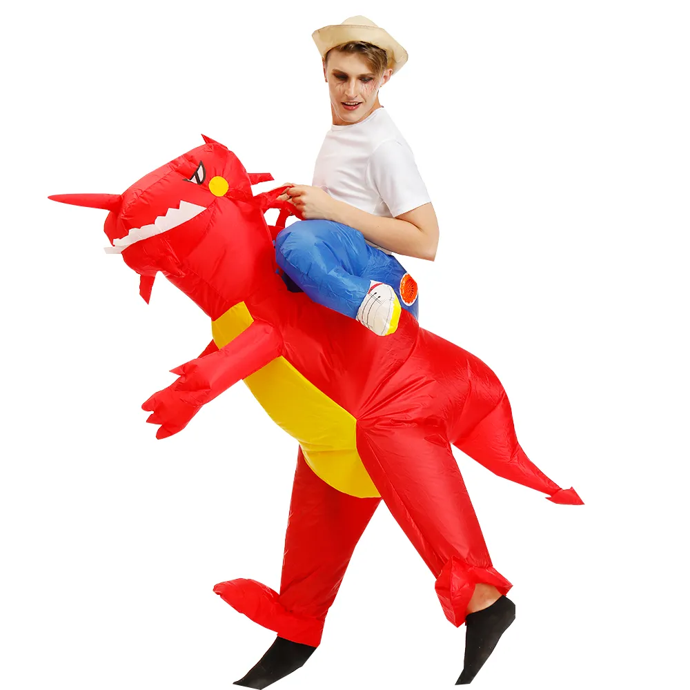 Kids Adult Inflatable Costume Inflatable Dinosaur Costume T-Rex Fancy Dress Halloween Blow up Costumes Red Dinosaur Costume